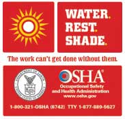 Water Rest Shade - OSHA Summer Heat Warnings